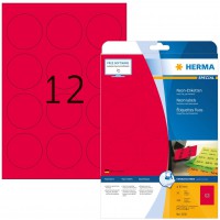 Herma 5156 etiquettes diametre 60 A4 240 pieces Rouge fluo