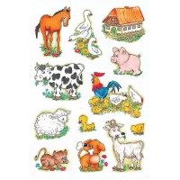 HERMA sticker DECOR"animaux de la ferme" 3 feuilles de 12 etiquettes