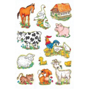 HERMA sticker DECOR"animaux de la ferme" 3 feuilles de 12 etiquettes