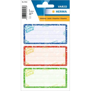 Herma etiquettes 5562 de nom Manche pour l'ecole motif schooly Doo, format 7,6 x 3,5 cm, contenu par Contenu : 9 etiquettes