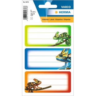 HERMA Gecko 5876 Lot de 9 etiquettes autocollantes autocollantes pour livres, cahiers, boites, menages, multicolores, 76 x 35 mm