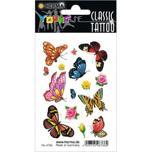 HERMA Tatouages Couleur Art"Papillons" Resistant a  l'eau 1 feuille de 15