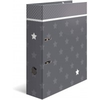 HERMA Motif classeur a  levier A4 etoiles Gris avec bordure, dos de 7 cm, en carton robuste, imprime entierement a  l'exterieur 