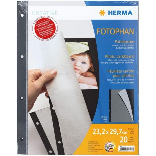 Herma 7569 Lot de 250 feuilles de papier photo Blanc (230 x 297 mm) 20 feuilles 23,2 x 29,7 cm Noir