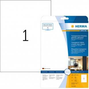 Herma Special A4 210x297mm Transparent Crystal Transparent Etiquette (Lot de 25)