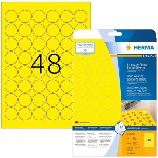 Herma Special A4 30mm rond Etiquette de signalisation adhesion forte - Jaune (Lot de 1200)