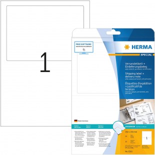 Herma 8316 etiquettes d'expedition + justificatif 182 x 130 A4 Blanc