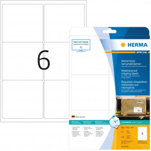 Herma 8332 etiquettes d'expedition en plastique resistantes aux intemperies 99,1 x 93,1 A4 150 pieces Blanc