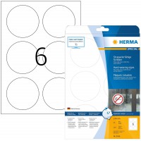 Herma Special A4 85mm rond Fort Adhesive Sign - Blanc (Lot de 150)