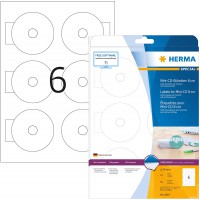 Herma 8619 etiquettes de CD Mini diametre 78 A4 60 pieces Blanc