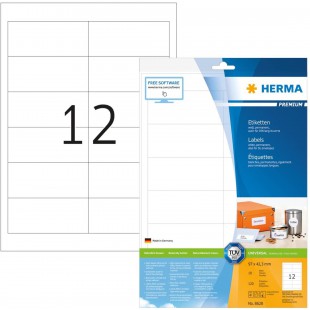 Herma 8628 etiquettes 97 x 42,3 Premium A4 120 pieces Blanc