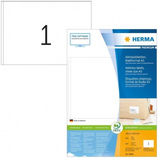 HERMA etiquettes SuperPrint A5, 148,5 x 205 mm, blanches