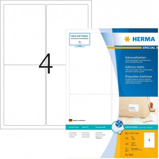 Herma 8807 etiquettes jet d'encre 96 x 139,7 A4 400 pieces Blanc