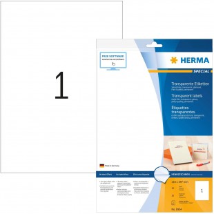 Herma 8964 etiquettes jet d'encre en plastique 210 x 297 A4 10 pieces Transparent