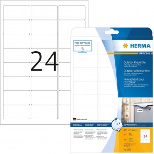 Herma 9532 etiquettes film adhesif outdoor 63,5 x 33,9 A4 LaserCopy 240 pieces Blanc