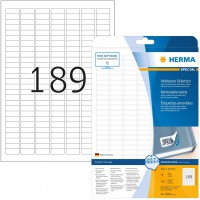 Herma 10001 etiquettes movables/amovibles 25,4 x 10 A4 4725 pieces Blanc