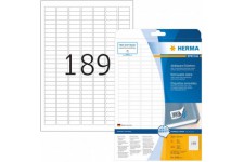 Herma 10001 etiquettes movables/amovibles 25,4 x 10 A4 4725 pieces Blanc