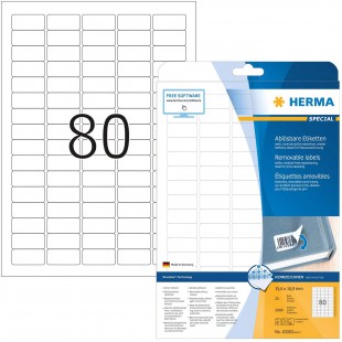 Herma 10003 etiquettes movables/amovibles 35,6 x 16,9 A4 2000 pieces Blanc