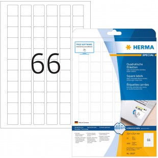 Herma 10107 etiquettes carrees movables/amovibles 25,4 x 25,4 A4 1650 pieces Blanc