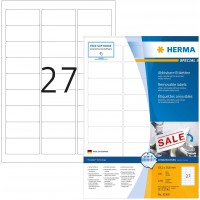 Herma 10300 etiquettes movables/amovibles 63,5 x 29,6 A4 2700 pieces Blanc