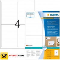 Herma 10313 etiquettes movables/amovibles 99,1 x 139 A4 400 pieces Blanc