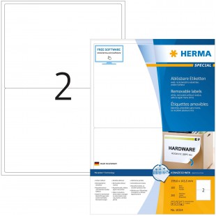 Herma 10314 etiquettes movables/amovibles 199,6 x 143,5 A4 200 pieces Blanc