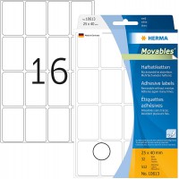 Herma 10613 etiquettes universelles amovibles/movables 25 x 40 mm 512 pieces Blanc
