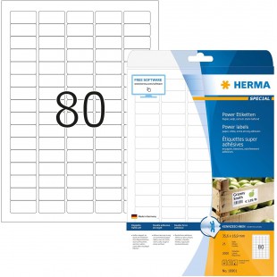 Herma 10901 etiquettes super adhesives 35,6 x 16,9 A4 2000 pieces Blanc