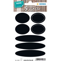 HERMA 15093 etiquette auto-collante Noir Ovale Permanent 14 piece(s) - etiquettes auto-collantes (Noir, Ovale, Permanent, Papier
