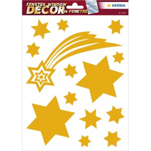 HERMA 15109 Lot de 14 autocollants reutilisables pour fenetre de chambre d'enfant Motif etoiles dorees