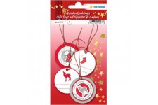 'Herma Pendentif Cadeau de Noel 3d, rond, rouge/argent