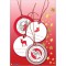'Herma Pendentif Cadeau de Noel 3d, rond, rouge/argent
