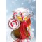 'Herma Pendentif Cadeau de Noel 3d, rond, rouge/argent