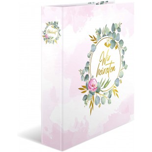 HERMA Organiseur de mariage A4 Wedding Planner Wir heiraten, dos de 6 cm, en carton robuste, imprime entierement a  l'exterieur 