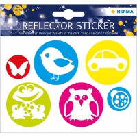 Herma Lot de 5 autocollants reflechissants, fixation permanente, motif cercles fluorescents