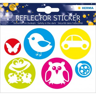 Herma Lot de 6 autocollants reflechissants, fixation permanente, motif cercles fluorescents