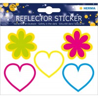 HERMA reflechissant Stickers, permanent tenir, 5 Fluorescent Stickers par lot Motif Coeurs et fleurs