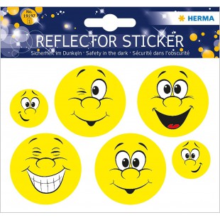 Herma Lot de 6 autocollants reflechissants fluorescents Motif Visage souriant