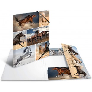 HERMA Chemises a  elastique Animaux avec motif Chevaux, A4, carton robuste, avec impression interieure, 1 portee de chemise