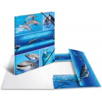 HERMA Chemises a  elastique Animaux avec motif Dauphins, A4, carton robuste, avec impression interieure, 1 portee de chemise