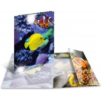 HERMA 19324 Classeur A4 en plastique solide avec effet brillant et rabats interieurs imprimes Motif animaux et poisso