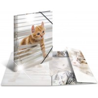 HERMA 19337 Classeur DIN A3 en plastique solide avec effet brillant et rabats interieurs imprimes Motif animaux et ch