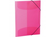 HERMA Chemises a elastique Translucide en Rose fonce, A4, plastique robuste, avec 3 rabats interieurs, 1 portee de c