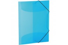 HERMA Chemises a  elastique Translucide en Bleu, A4, plastique robuste, avec 3 rabats interieurs, 1 portee de chemise