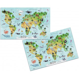 HERMA 19667 Sous-main pour enfant - Motif carte du monde - antiderapant, facile a  nettoyer et imprime des 2 cotes, en carton ro