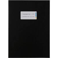 Lot de 10 : HERMA 19759 Protege-cahier en carton DIN A5 avec champ d'inscription en papier solide et extra resistant Noir