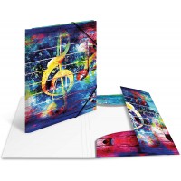 Herma 19835 ArtLine Music Porte-documents DIN A4 en plastique solide avec rabats interieurs imprimes, elastique a  serrer, 1 por
