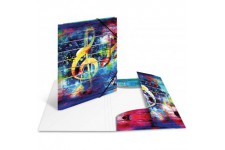 Herma 19835 ArtLine Music Porte-documents DIN A4 en plastique solide avec rabats interieurs imprimes, elastique a  serrer, 1 por