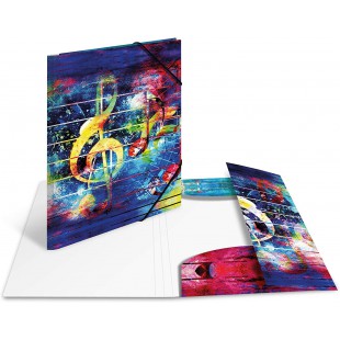 Herma 19858 ArtLine Music Porte-documents DIN A3 en plastique solide avec rabats interieurs imprimes, elastique a  serrer, 1 por