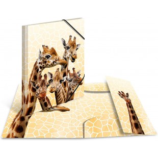 HERMA Chemises a  elastique Animaux exotiques avec motif Amis de girafes, A3, plastique robuste, avec impression interieure, 1 p
